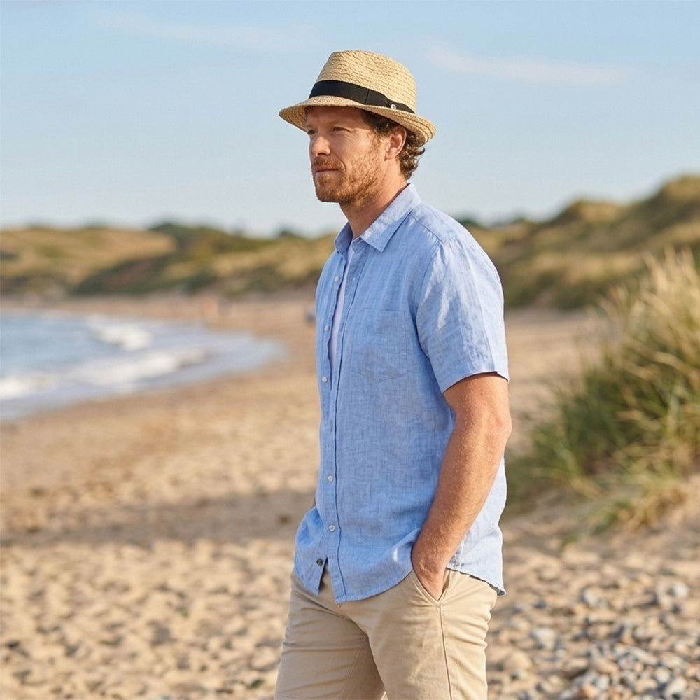 Saybrook Raffia Trilby Hat - Natural