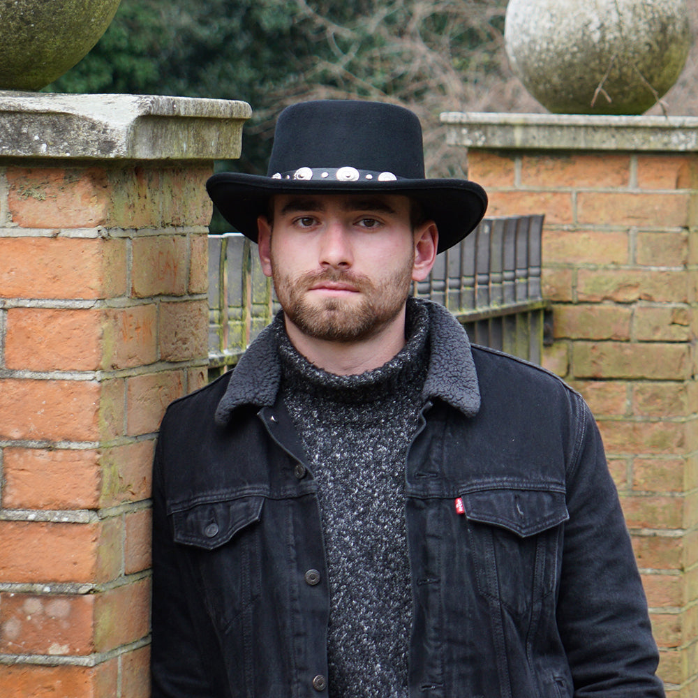 Crossfire Wool Felt Gambler Hat - Black