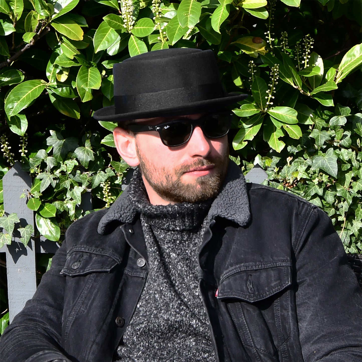 Crushable Wool Pork Pie Hat - Black