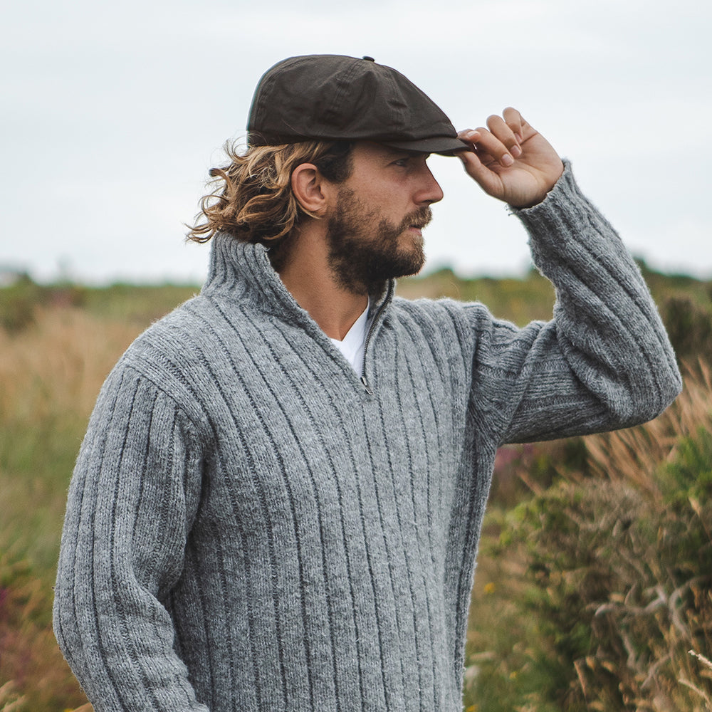 Oilcloth Water Resistant Newsboy Cap - Brown