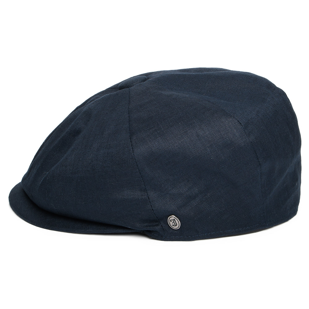 Linen Newsboy Cap - Navy Blue