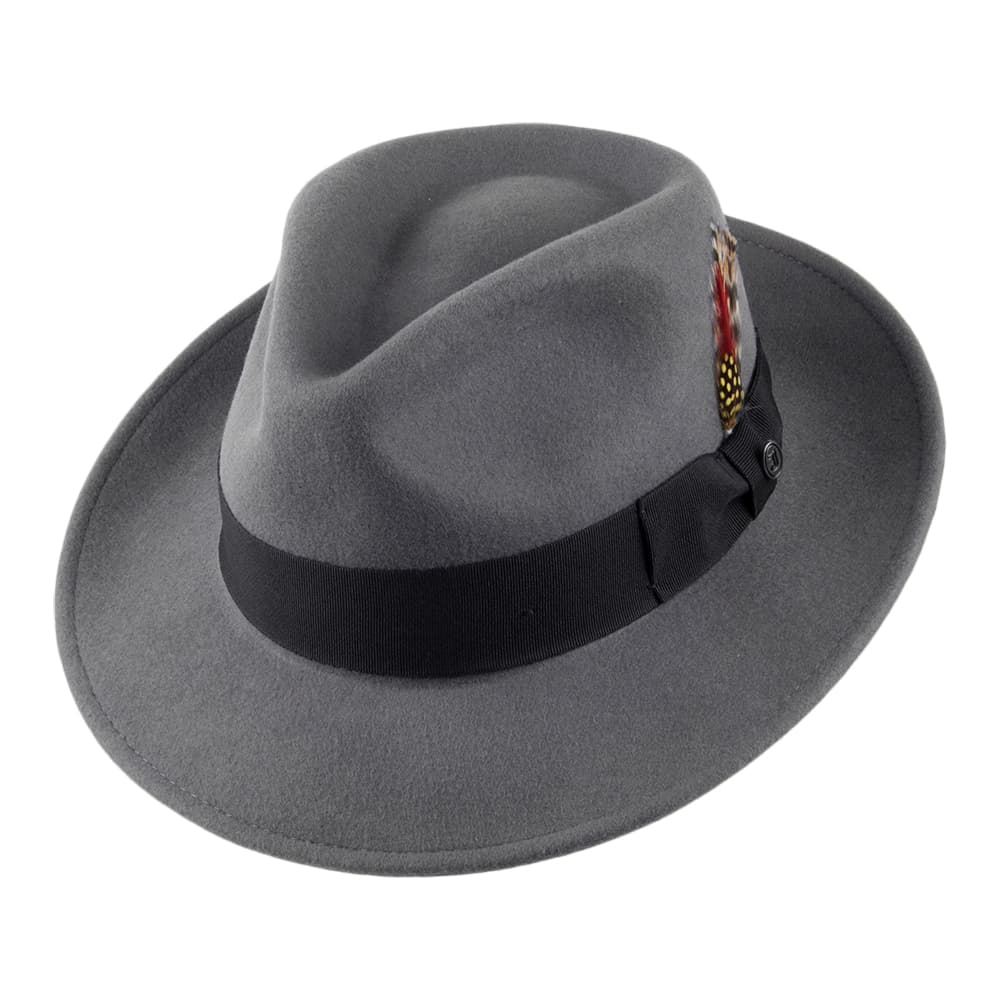 Crushable C-Crown Wool Felt Fedora Hat - Grey – Jaxon & James