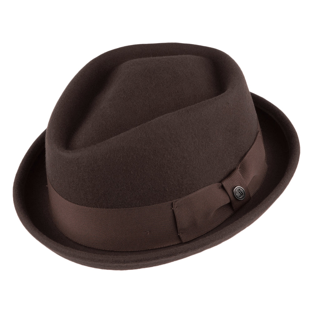 Crushable Diamond Crown Pork Pie Hat - Brown