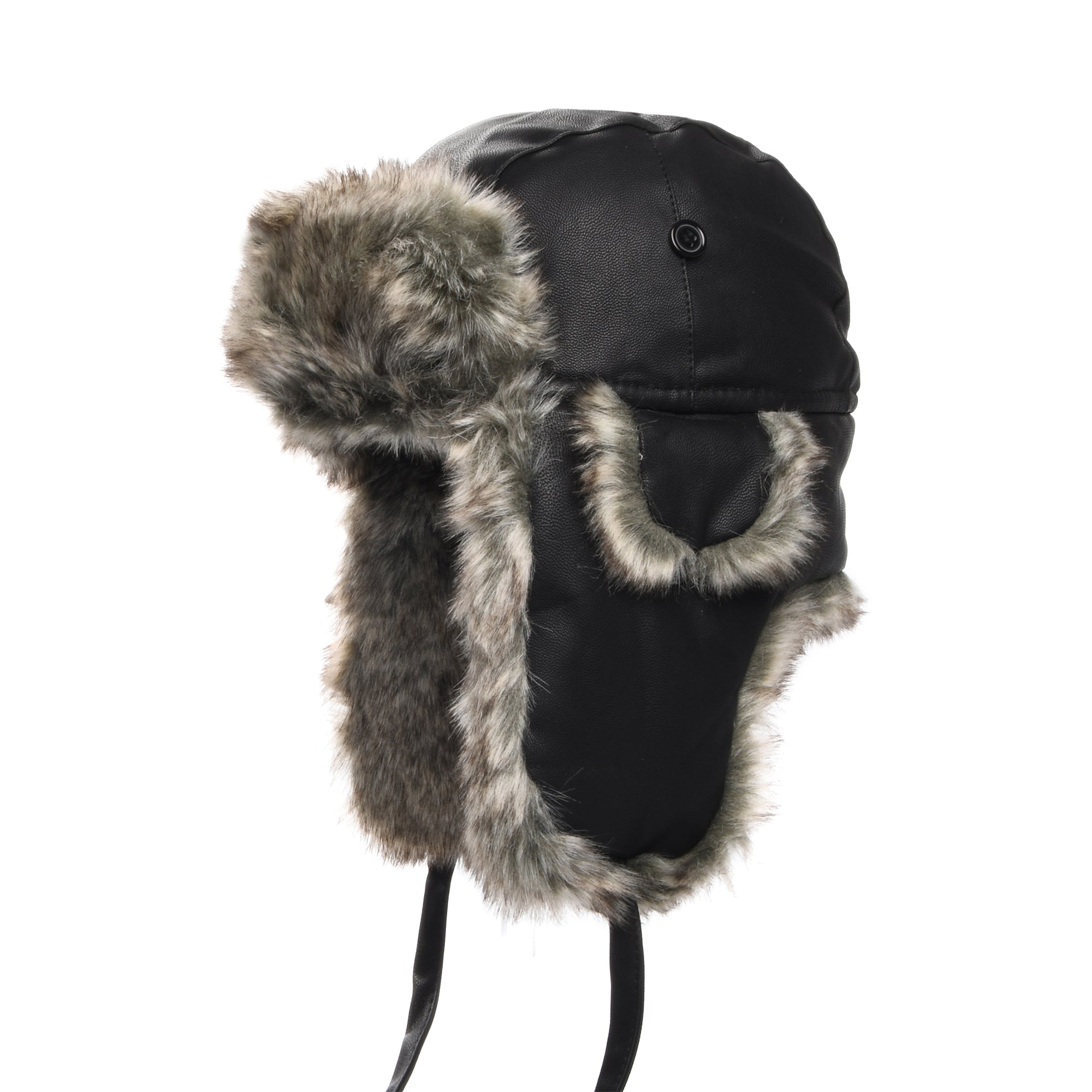 Washed Faux Leather Trapper Hat Black Wholesale Pack – Jaxon James