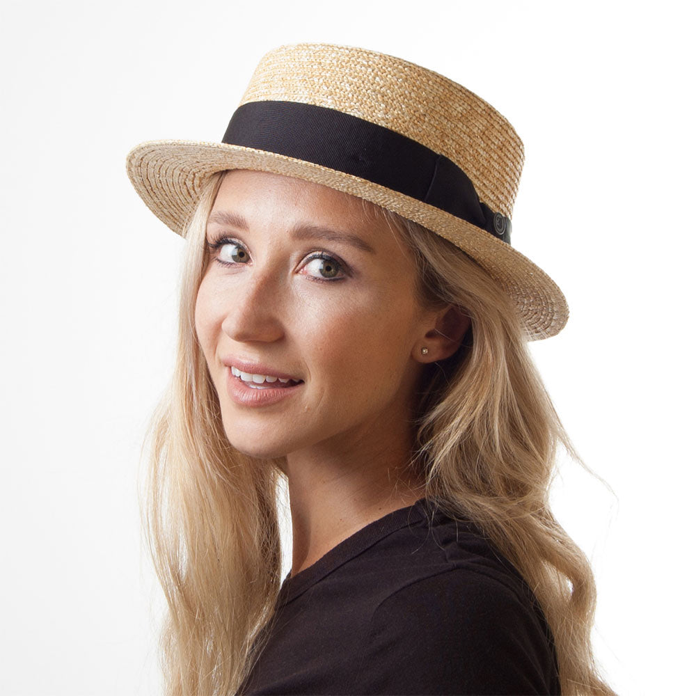 Straw Boater Hat Black Band Wholesale Pack