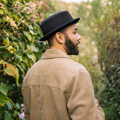 Crushable Wool Pork Pie Hat - Black