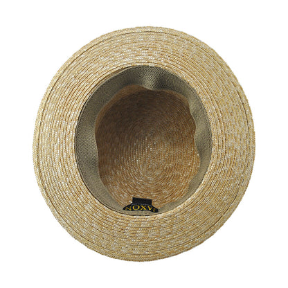 Straw Boater Hat with Black Band - Natural