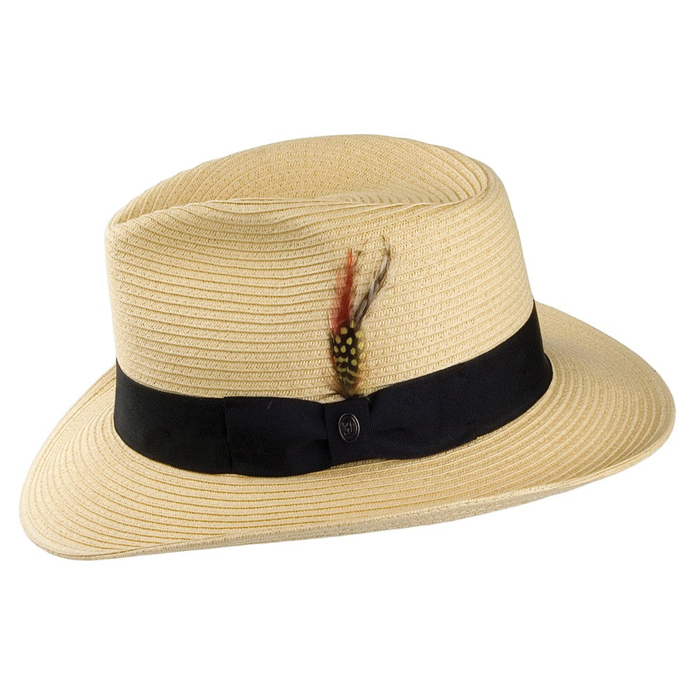 Summer C-Crown Straw Fedora Hat - Natural