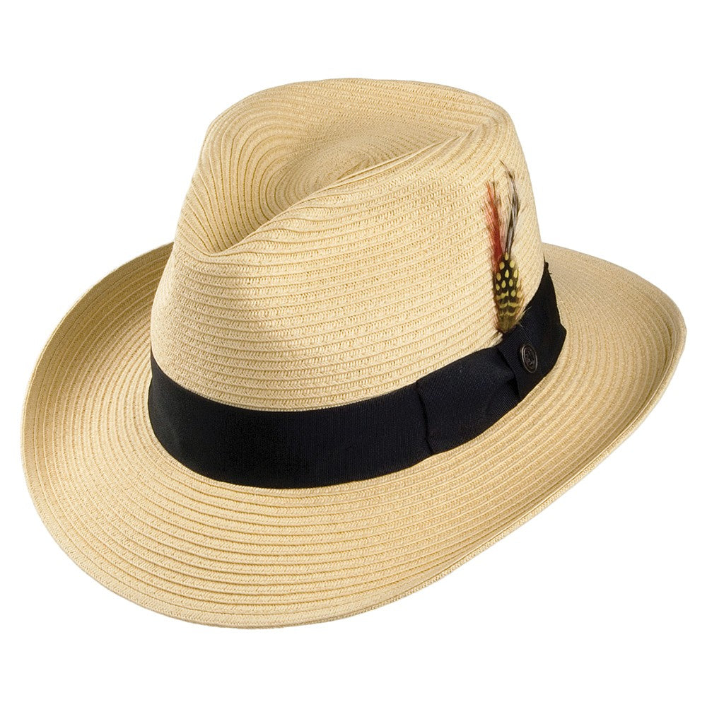 Summer C-Crown Straw Fedora Hat - Natural