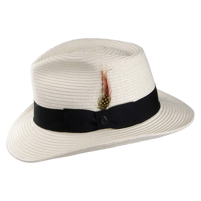 Summer C-Crown Straw Fedora Hat - Ivory