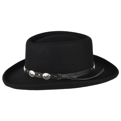 Crossfire Wool Felt Gambler Hat - Black