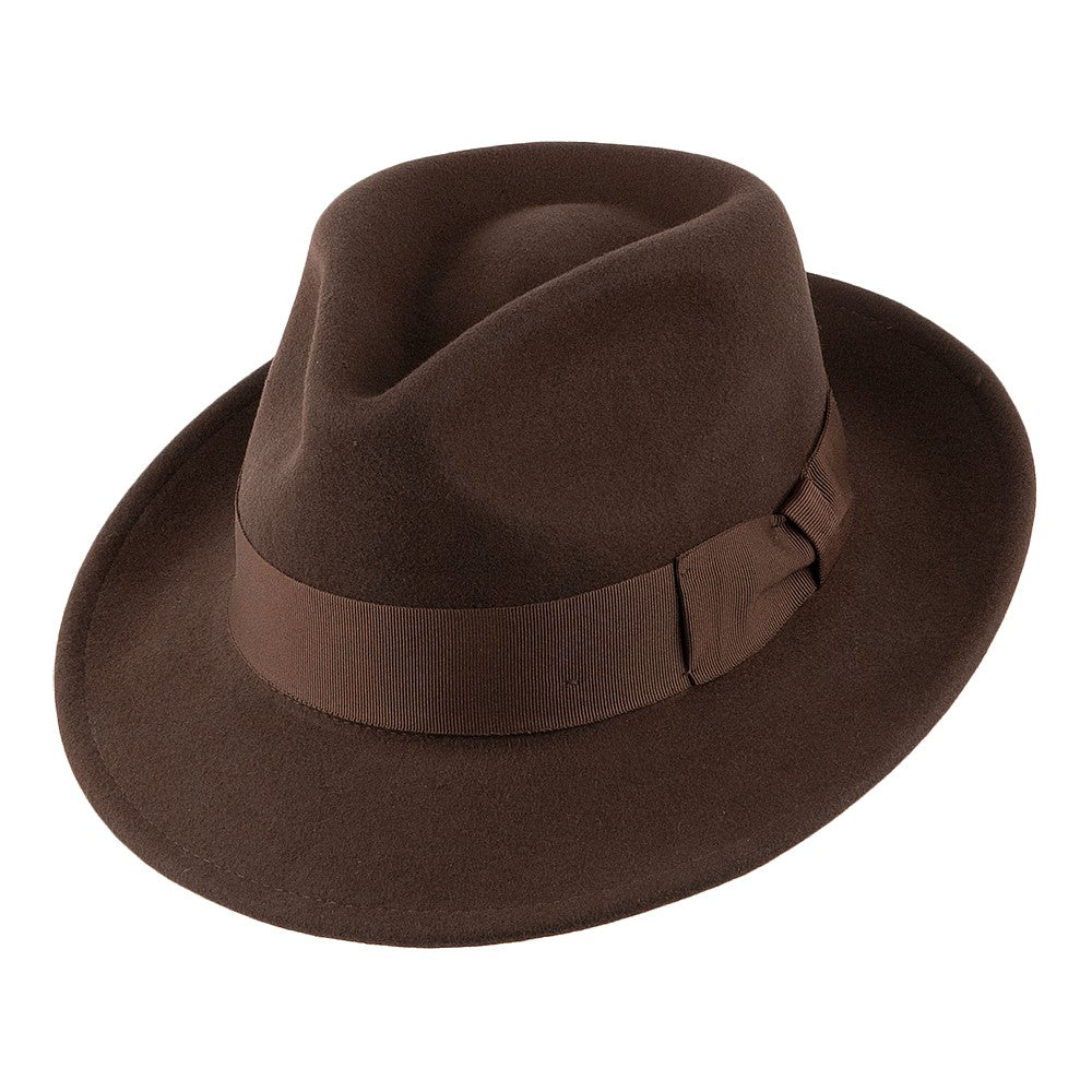 Crushable C-Crown Wool Felt Fedora Hat - Brown – Jaxon & James
