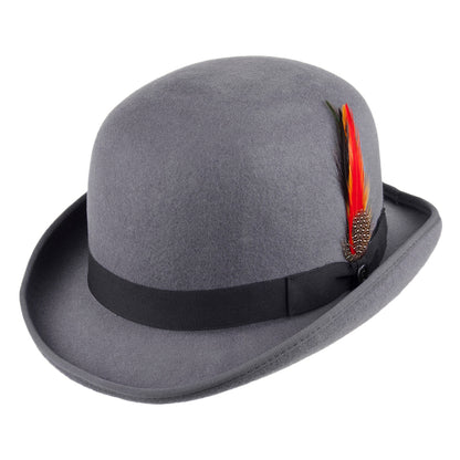 Wool Felt English Bowler Hat - Grey