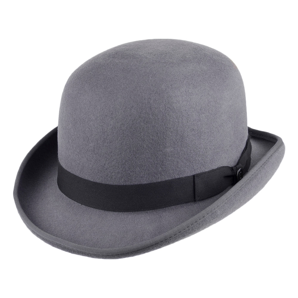 Wool Felt English Bowler Hat - Grey