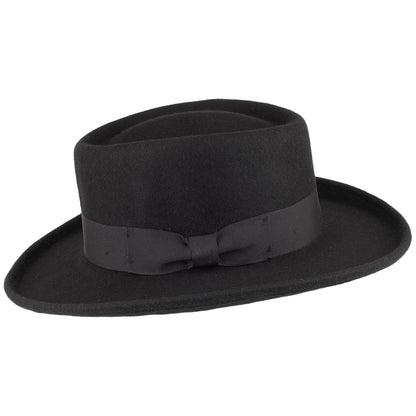 Crushable Wool Felt Gambler Hat - Black