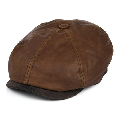 Fulton Leather Flat Cap - Brown