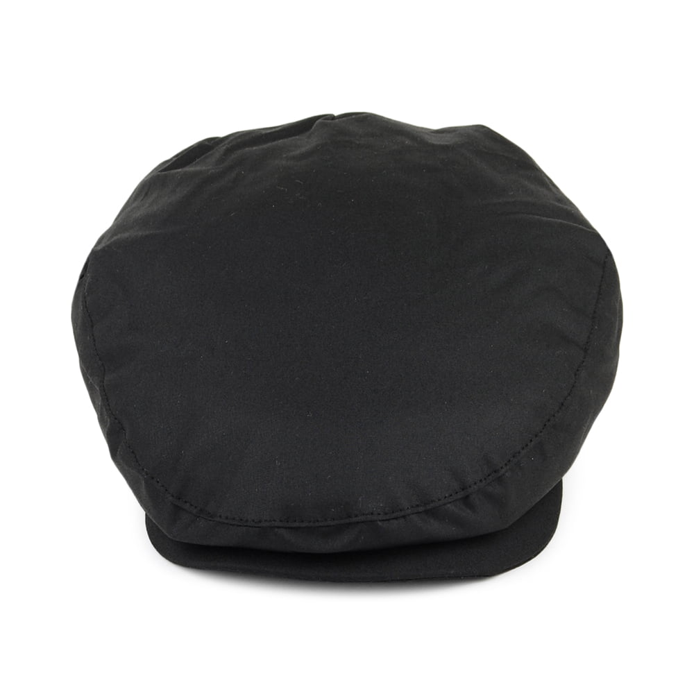 British Millerain Waxed Cotton Flat Cap - Black