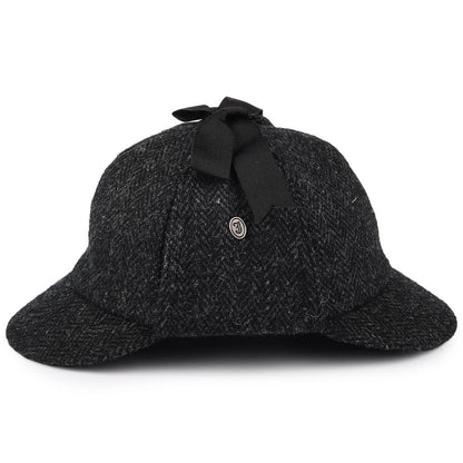 Harris Tweed Sherlock Holmes Deerstalker Hat - Black-Charcoal