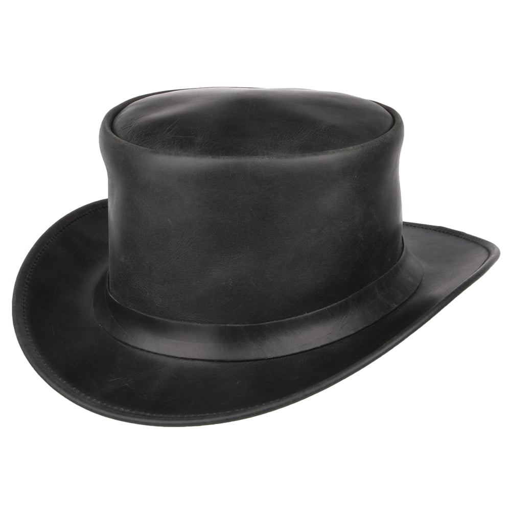 Leather Top Hat - Black