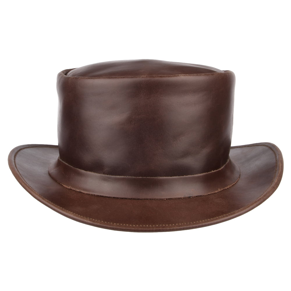 Leather Top Hat - Brown