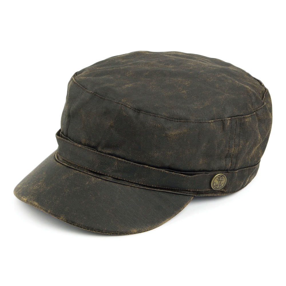 Weathered Cotton Army Cap - Brown