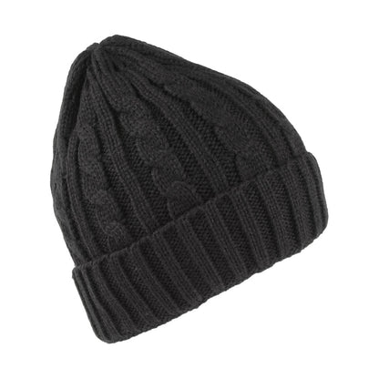 Cable Knit Beanie Hat - Black