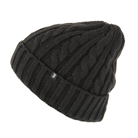 Cable Knit Beanie Hat - Black