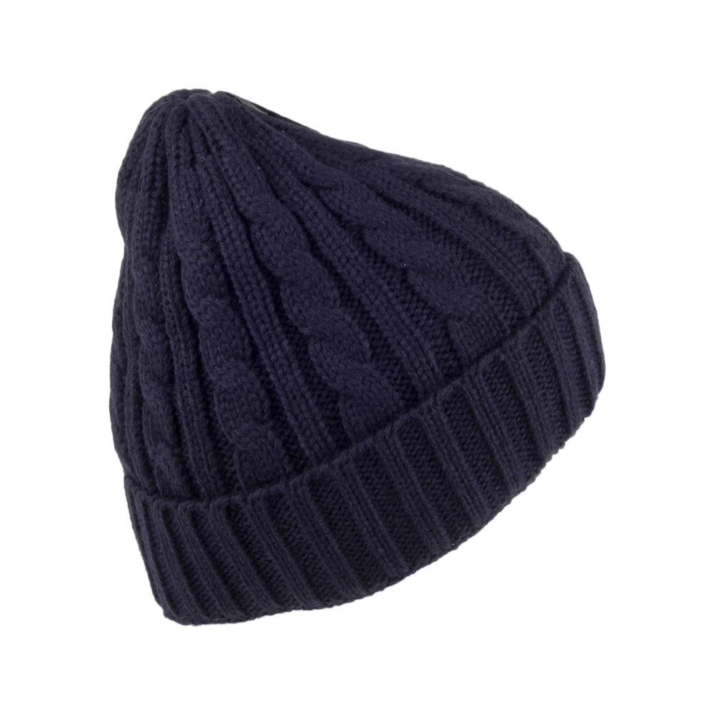Youth Cable Knit Beanie Hat - Navy