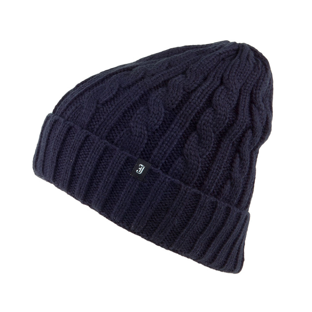Youth Cable Knit Beanie Hat - Navy