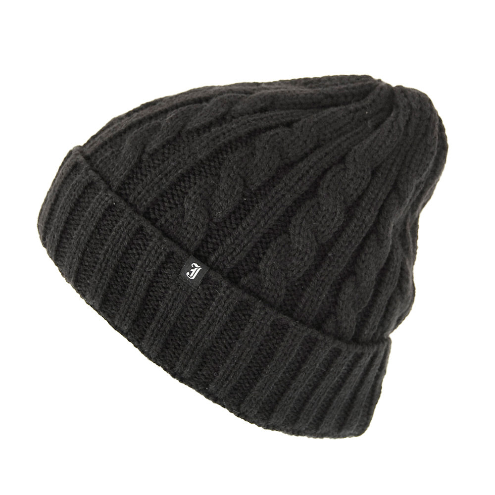Cable Knit Beanie Hat Black Wholesale Pack