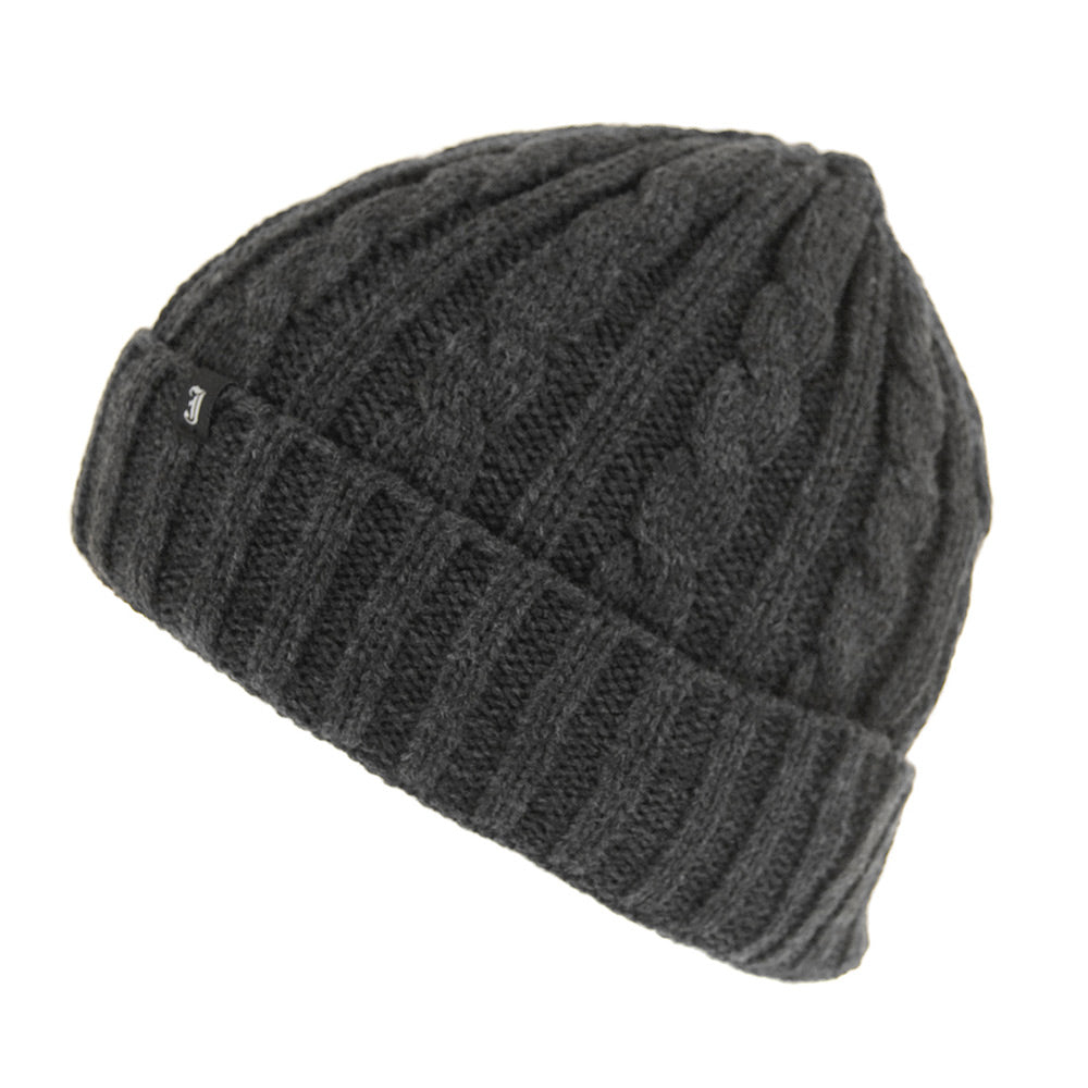 Cable Knit Beanie Hat - Dark Grey -  Wholesale Pack