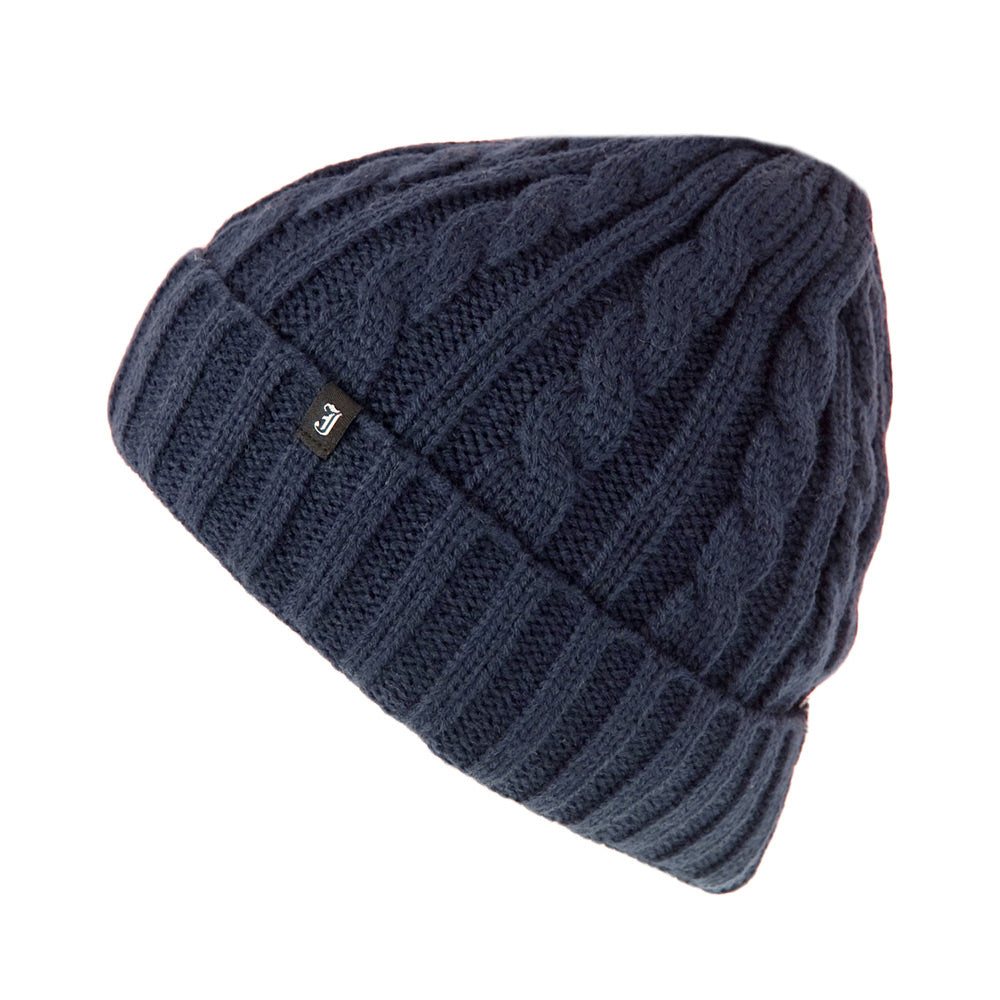 Cable Knit Beanie Hat - Navy -  Wholesale Pack
