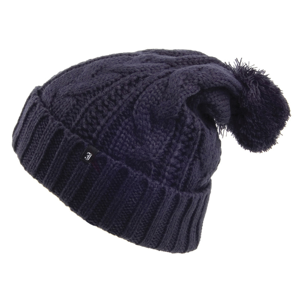 Cable Knit Bobble Hat - Navy Wholesale Pack