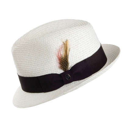 Toyo Straw Trilby Hat White Wholesale Pack
