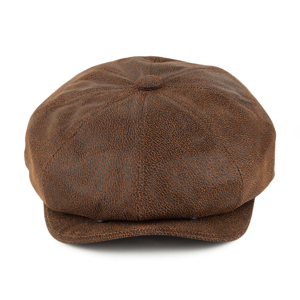 Leather Newsboy Cap Brown Wholesale Pack