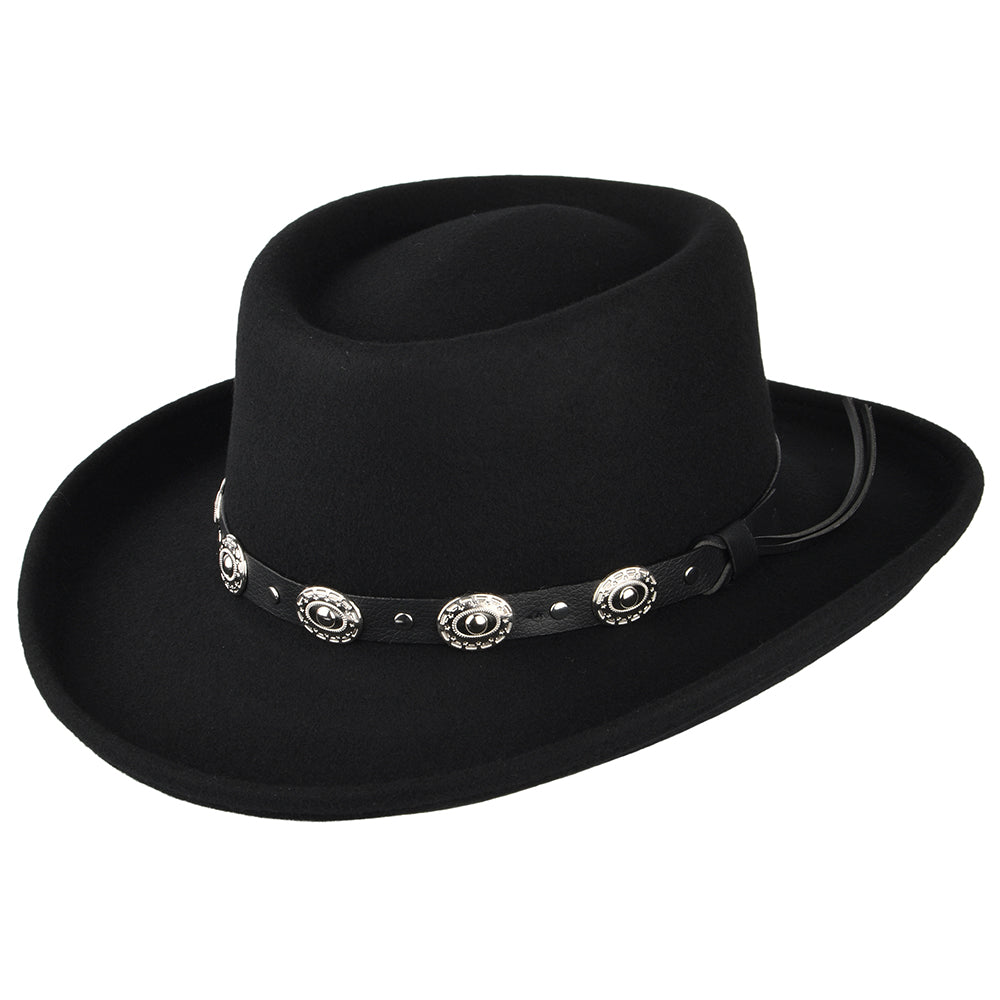 Crossfire Wool Felt Gambler Hat Black Wholesale Pack